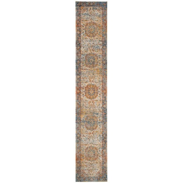 Flowers First 2 ft. 2 in. x 12 ft. Vintage Persian Power Loomed Runner Rug, Blue & Multi Color - FL2149488
