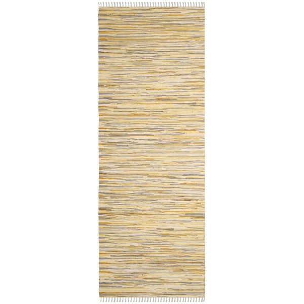 Safavieh 2 ft.-3 in. x 10 ft. Rag Rug Hand Woven Runner Area Rug, Gold and Multi-Color - RAR129N-210
