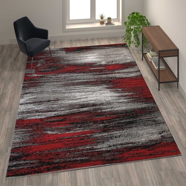 Flash Furniture Red 8x10 Abstract Area Rug - ACD-RGTRZ863-810-RD-GG
