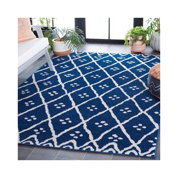 Safavieh 8 x 10 ft. Amherst Contemporary Rectangle Area Rug, Blue & Creme - AMT442N-8
