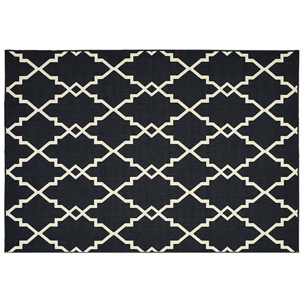 Configuracion Marina Indoor Outdoor Outdoor Geometric Rectangle Area Rug, Black - 6 ft. 7 in. x 9 ft. 6 in. - CO1876618