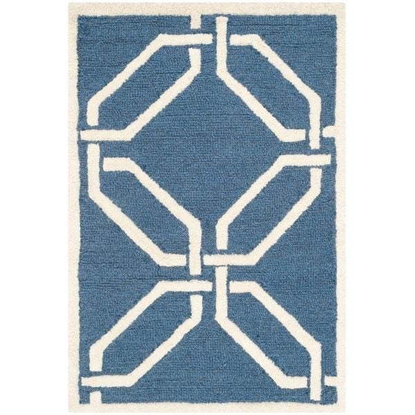 Safavieh Cambridge Hand Tufted Small Rectangle Rug- Navy - Ivory- 3 x 5 ft. - CAM311M-3