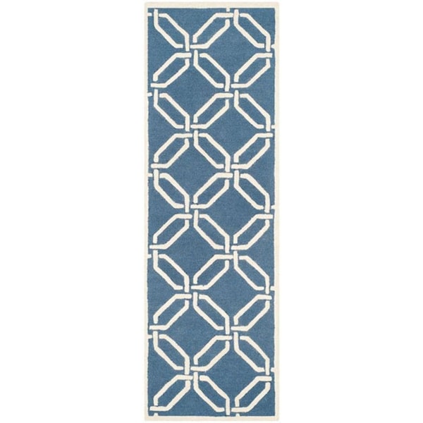 Safavieh Cambridge Hand Tufted Small Rectangle Rug- Navy - Ivory- 3 x 5 ft. - CAM311M-3