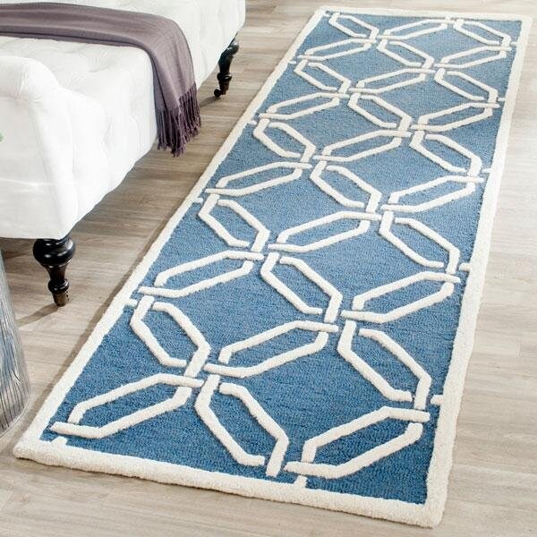 Safavieh Cambridge Hand Tufted Small Rectangle Rug- Navy - Ivory- 3 x 5 ft. - CAM311M-3
