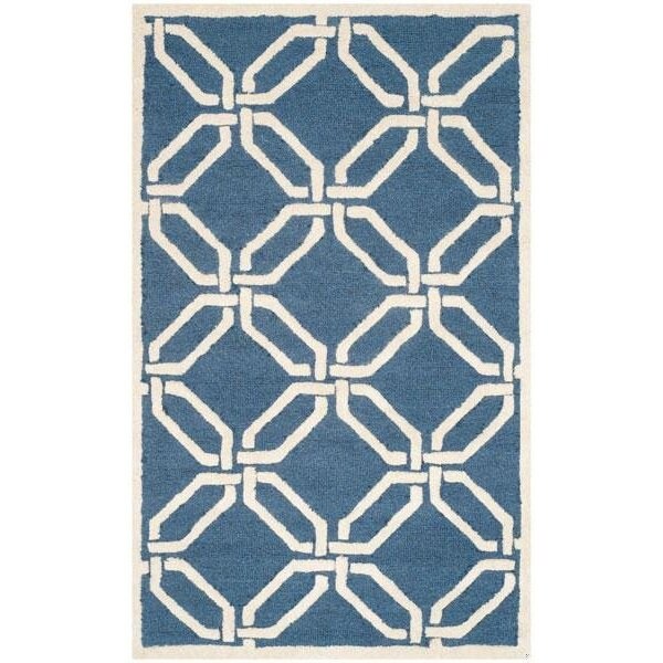 Safavieh Cambridge Hand Tufted Small Rectangle Rug- Navy - Ivory- 3 x 5 ft. - CAM311M-3