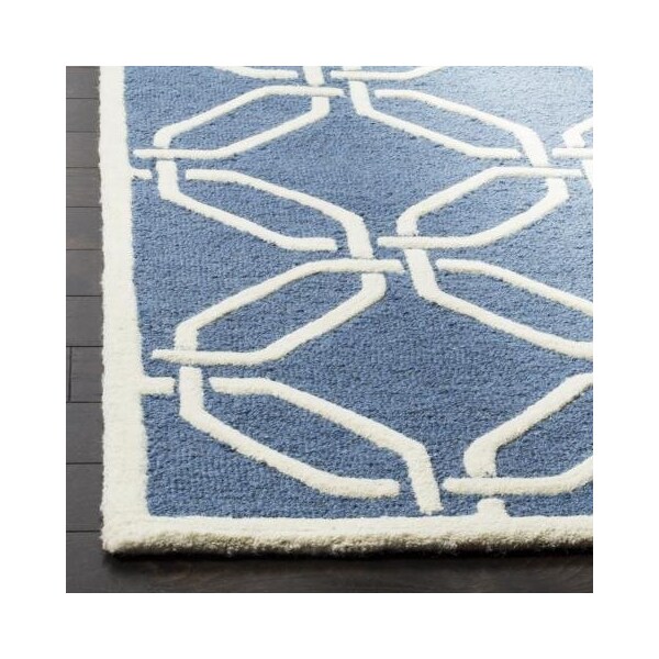 Safavieh Cambridge Hand Tufted Small Rectangle Rug- Navy - Ivory- 3 x 5 ft. - CAM311M-3