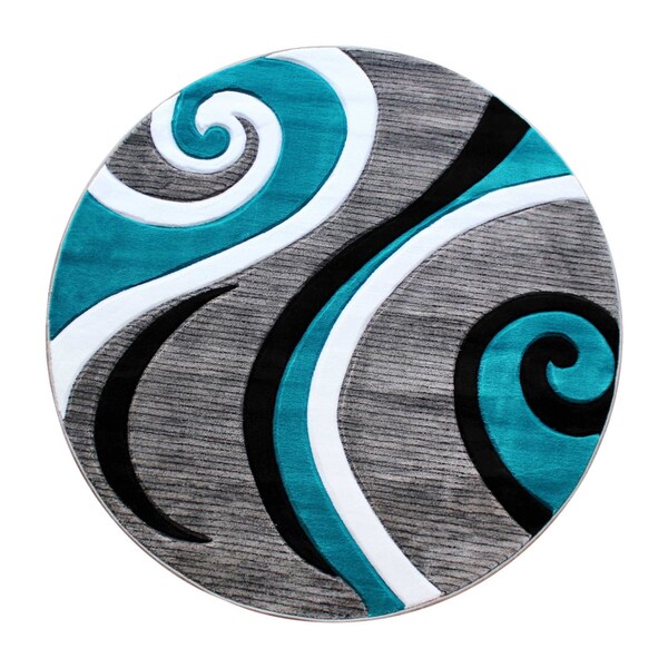 Flash Furniture Turquoise 8' x 8' Modern Plush Abstract Area Rug - KP-RG952-88-TQ-GG