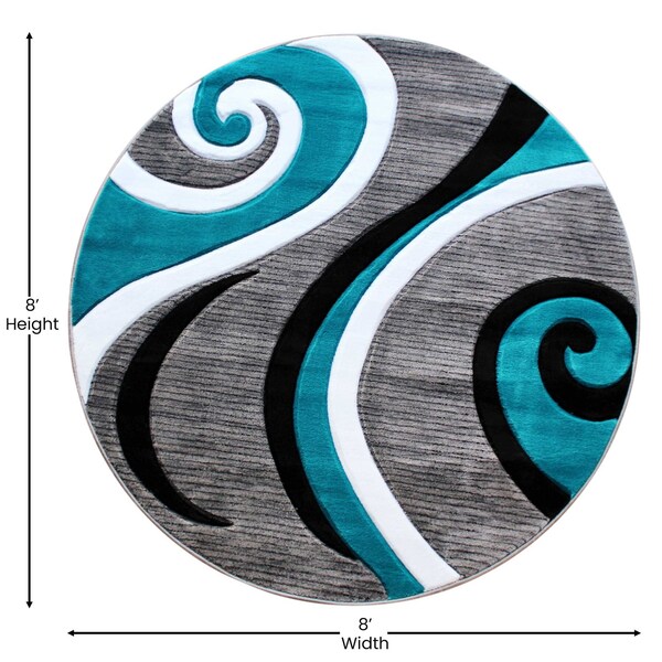 Flash Furniture Turquoise 8' x 8' Modern Plush Abstract Area Rug - KP-RG952-88-TQ-GG