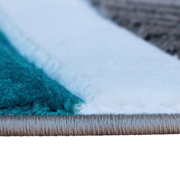 Flash Furniture Turquoise 8' x 8' Modern Plush Abstract Area Rug - KP-RG952-88-TQ-GG