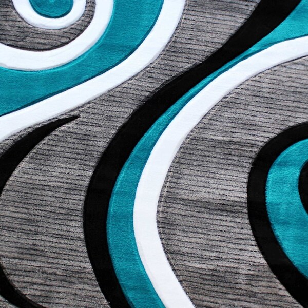 Flash Furniture Turquoise 8' x 8' Modern Plush Abstract Area Rug - KP-RG952-88-TQ-GG