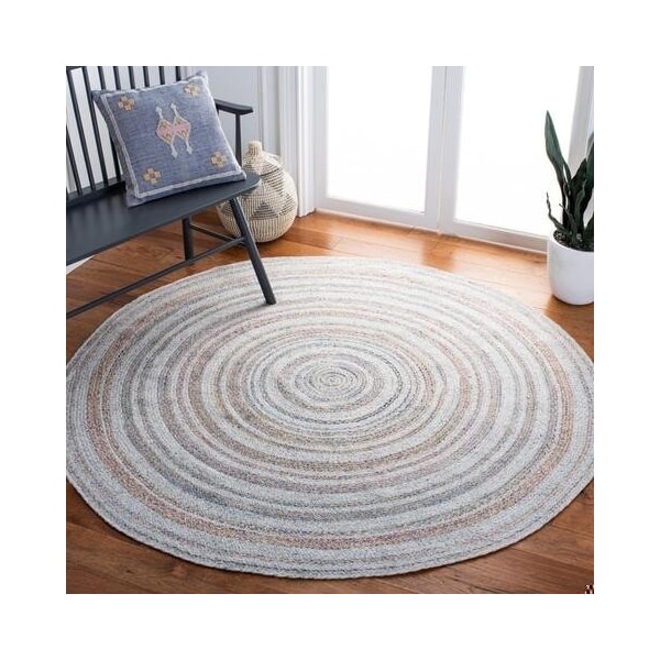 Safavieh 4 x 4 ft. Cape Cod Round Area Rug, Grey & Pink - CAP235F-4R