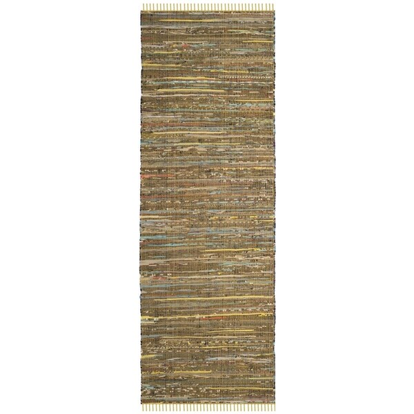 Safavieh 2 ft.-3 in. x 7 ft. Rag Rug Hand Woven Runner Area RugYellow & Multi-Color - RAR127H-27