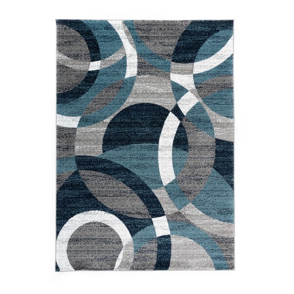 World Rug Gallery Contemporary Abstract Circles Soft Area Rug 6'6'' x 9' Blue - 105BLUE6X9
