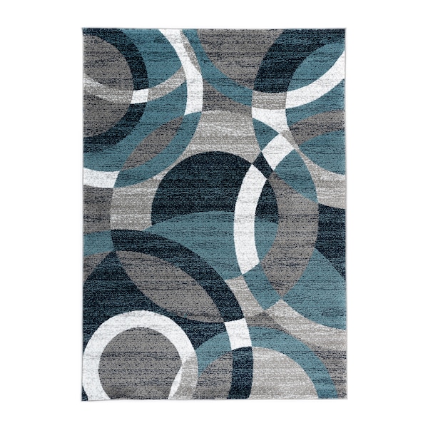 World Rug Gallery Contemporary Abstract Circles Soft Area Rug 6'6'' x 9' Blue - 105BLUE6X9