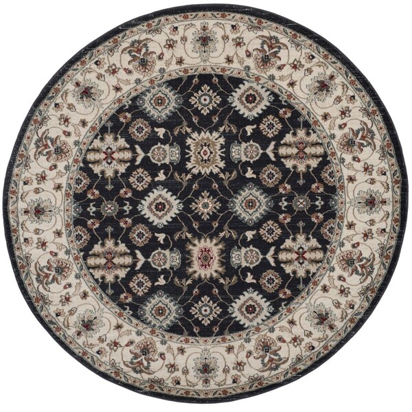 Safavieh 7 x 7 ft. Lyndhurst Power Loomed Round Area RugNavy & Creme - LNH332P-7R