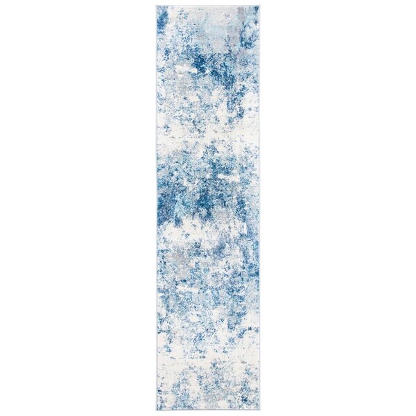 Safavieh 2 x 10 ft. Brentwood Contemporary Runner Power Loomed Rug Ivory & Navy - BNT822B-210