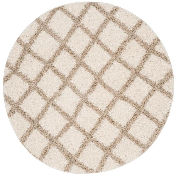 Safavieh 6 x 6 ft. SGD-Dallas Shag Round Machine Made Rug Ivory & Beige - SGDS258B-6R