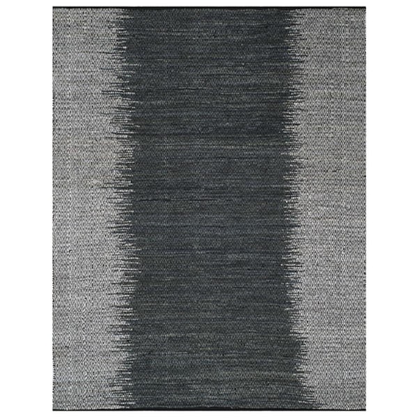 Flowers First 8 x 10 ft. Vintage Leather Hand Woven Rug, Light Grey & Charcoal - Large Rectangle - FL1860232