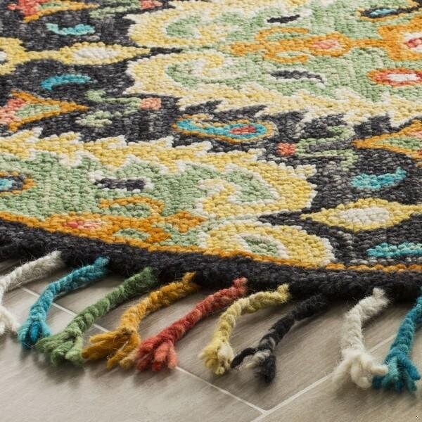 Safavieh Blossom Hand Tufted Runner Area RugCharcoal & Gold 2 ft. 3 in. x 8 ft. - BLM454A-28