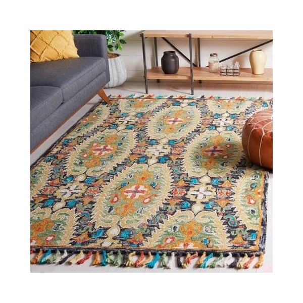 Safavieh Blossom Hand Tufted Runner Area RugCharcoal & Gold 2 ft. 3 in. x 8 ft. - BLM454A-28