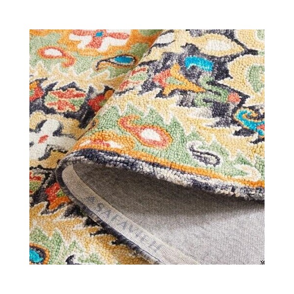 Safavieh Blossom Hand Tufted Runner Area RugCharcoal & Gold 2 ft. 3 in. x 8 ft. - BLM454A-28