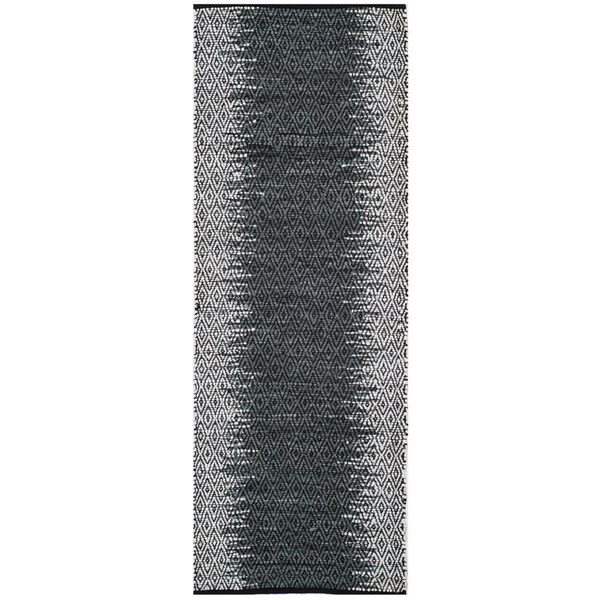 Flowers First 2 ft. 3 in. x 9 ft. Vintage Leather Hand Woven Runner Rug, Light Grey & Charcoal - FL1862602
