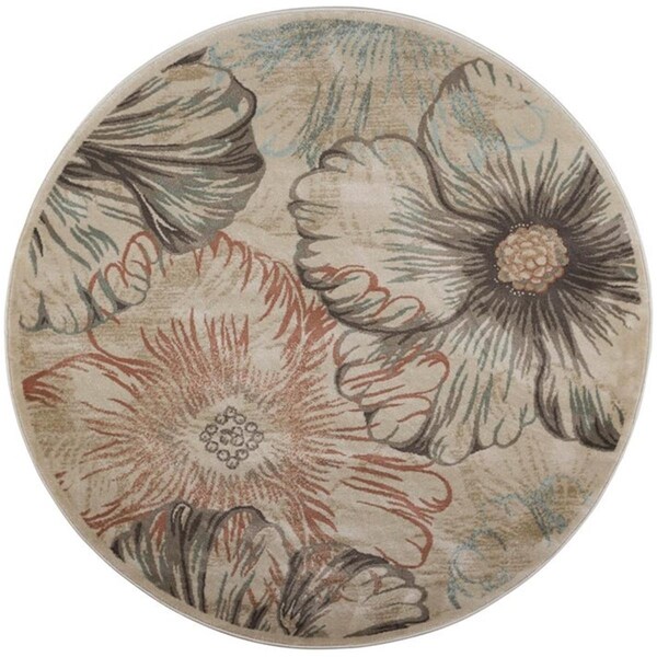 Auric Garda Round Floral Rugs - Cream - 5 ft. 3 in. - AU3712992