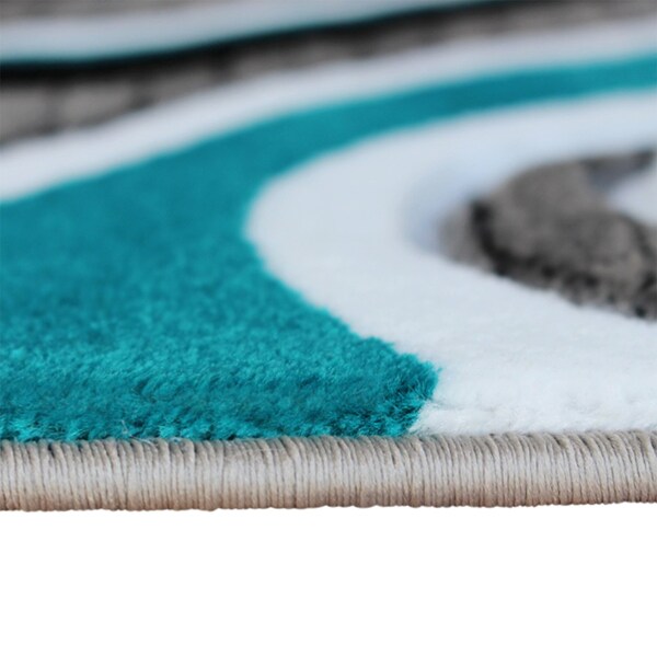 Flash Furniture Turquoise 2' x 7' Modern Plush Abstract Area Rug - KP-RG952-27-TQ-GG