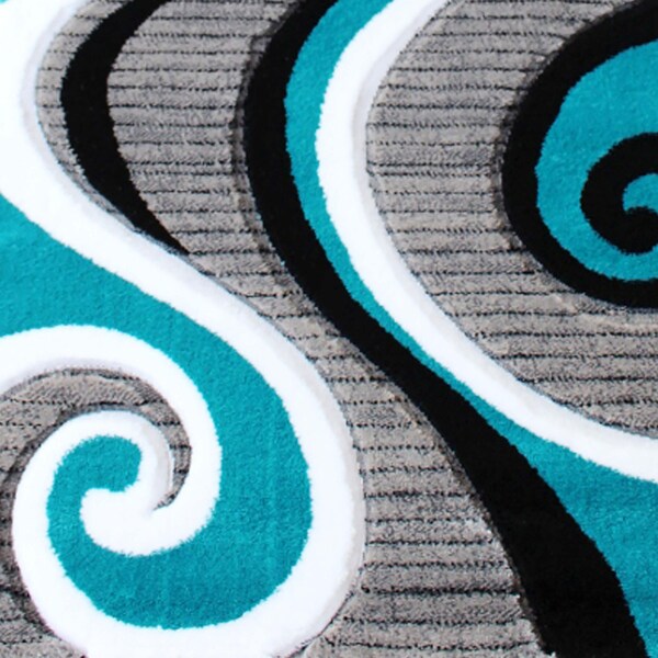 Flash Furniture Turquoise 2' x 7' Modern Plush Abstract Area Rug - KP-RG952-27-TQ-GG