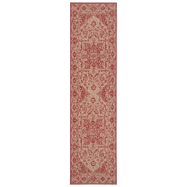 Safavieh 2 ft.-2 in. x 12 ft. Linden 100 Runner Rug - Red & Creme - LND139Q-212