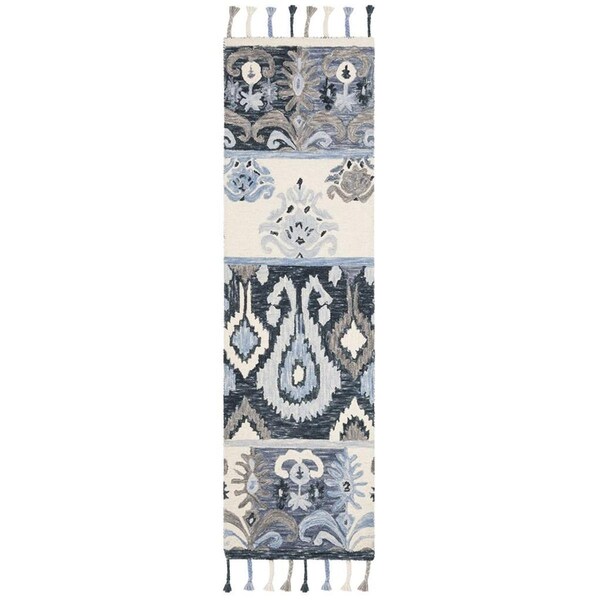 Safavieh 2 ft.-3 in. x 8 ft. Suzani Hand Hooked Runner Area RugBlue & Ivory - SZN208A-28
