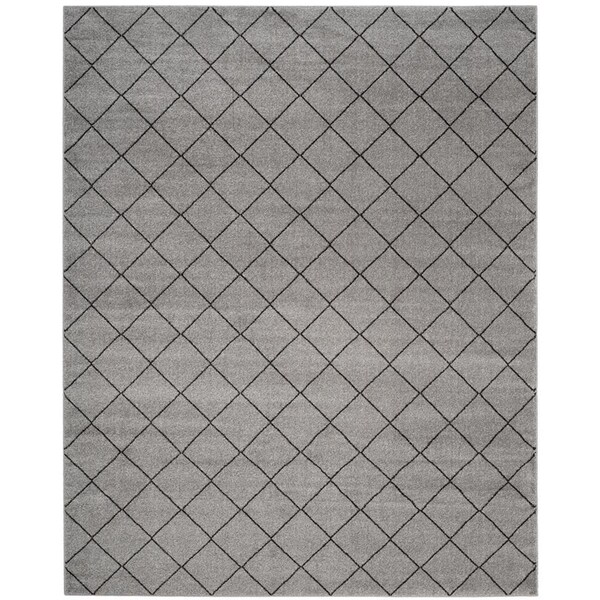 Flowers First 9 x 12 ft. Tunisia Power Loomed Area Rug, Grey & Black - Large Rectangle - FL1874458