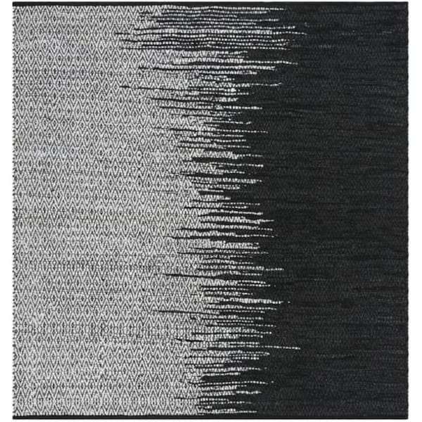 Flowers First 6 x 6 ft. Square Vintage Leather Hand Woven Area Rug, Light Grey & Black - FL1909665