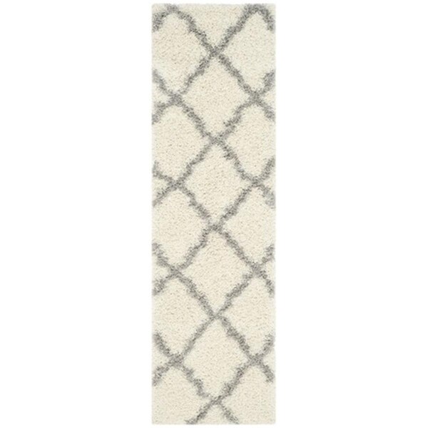 Safavieh Dallas Shag Power Loomed Rectangle Rug- Ivory - Grey- 2 ft. 3 in. x 8 ft. - SGD257F-28