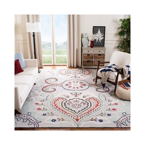 Safavieh 8 x 10 ft. Bella Rectanglar Wool Hand Tufted Rug Grey & Red - BEL118F-8