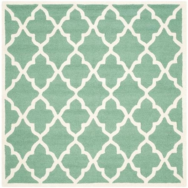 Safavieh Cambridge Hand Tufted Small Rectangle Rug- Teal - Ivory- 3 x 5 ft. - CAM312T-3