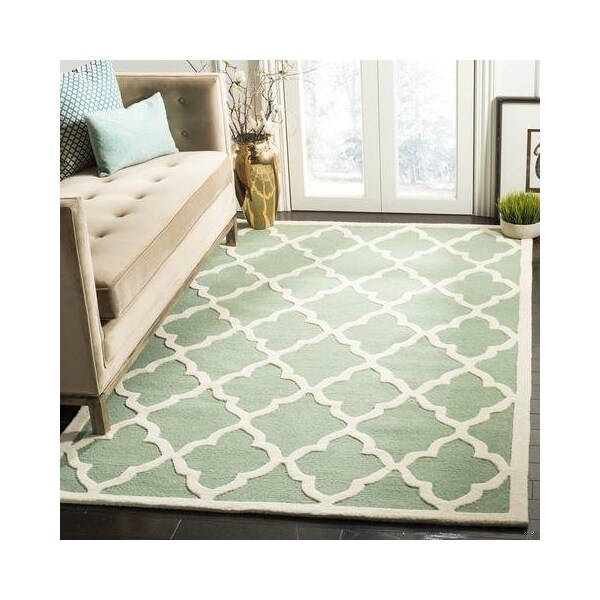 Safavieh Cambridge Hand Tufted Small Rectangle Rug- Teal - Ivory- 3 x 5 ft. - CAM312T-3
