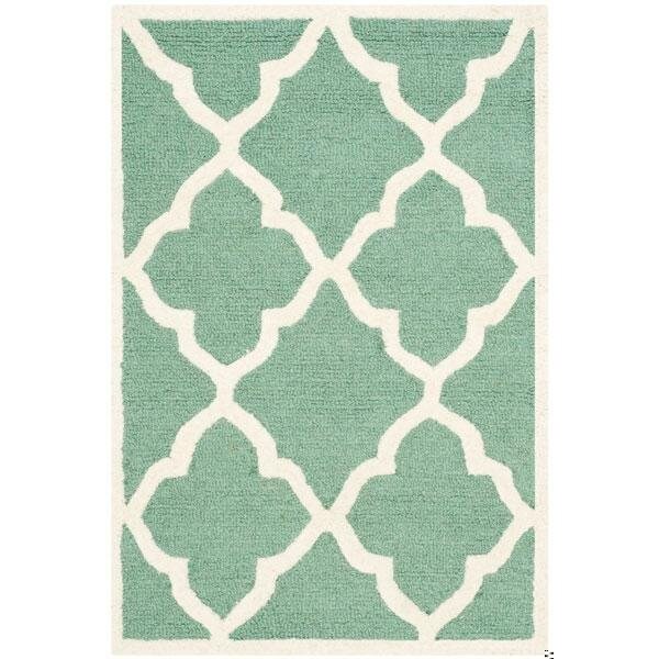 Safavieh Cambridge Hand Tufted Small Rectangle Rug- Teal - Ivory- 3 x 5 ft. - CAM312T-3