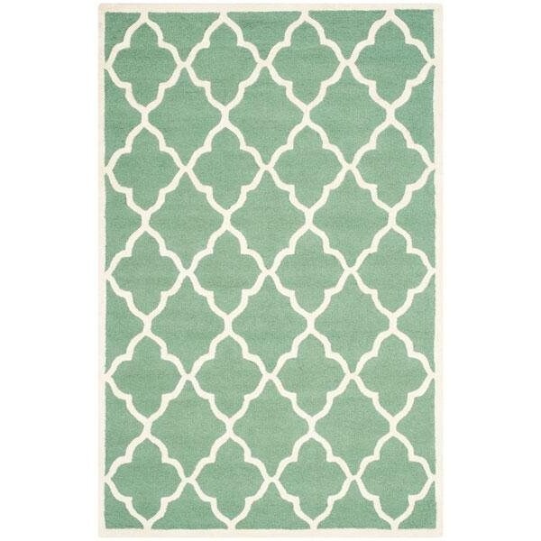 Safavieh Cambridge Hand Tufted Small Rectangle Rug- Teal - Ivory- 3 x 5 ft. - CAM312T-3