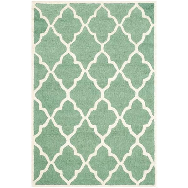 Safavieh Cambridge Hand Tufted Small Rectangle Rug- Teal - Ivory- 3 x 5 ft. - CAM312T-3