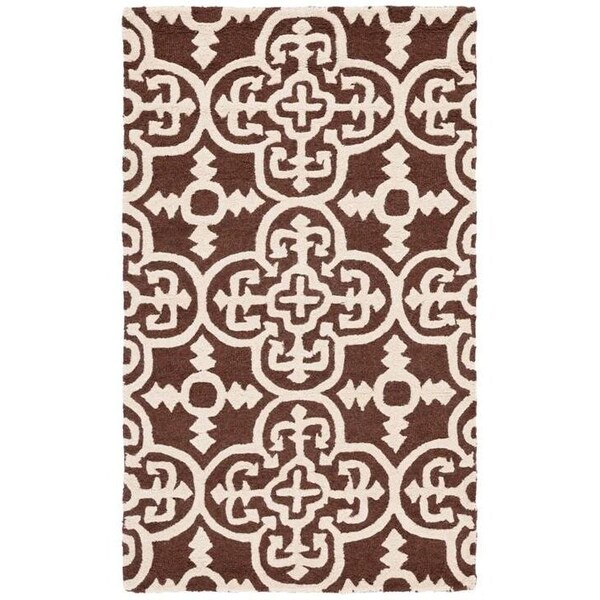 Safavieh Cambridge Hand Tufted Accent Rug, Dark Brown and Ivory - 2 ft.-6 in. x 4 ft. - CAM133H-24