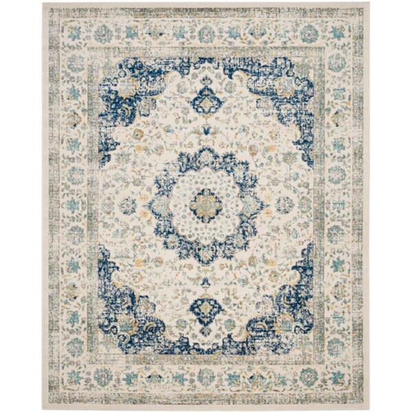 Safavieh 8 x 10 ft. Large Rectangle Evoke Power Loomed RugIvory & Blue - EVK220C-8