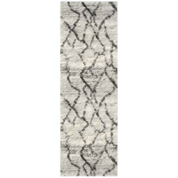 Safavieh Retro Power Loomed Runner Rug- Light Grey - Black- 2 ft. 3 in. x 11 ft. - RET2144-7990-211