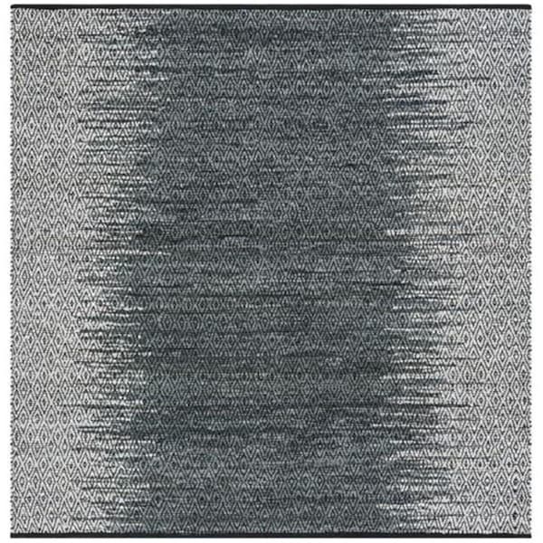 Flowers First 6 x 6 ft. Square Vintage Leather Hand Woven Area Rug, Light Grey & Charcoal - FL1862603