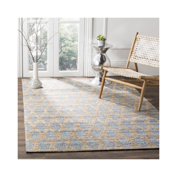 Safavieh Cape Cod Hand Woven Rectangle Rug- Light Blue - Gold- 8 x 10 ft. - CAP413A-8