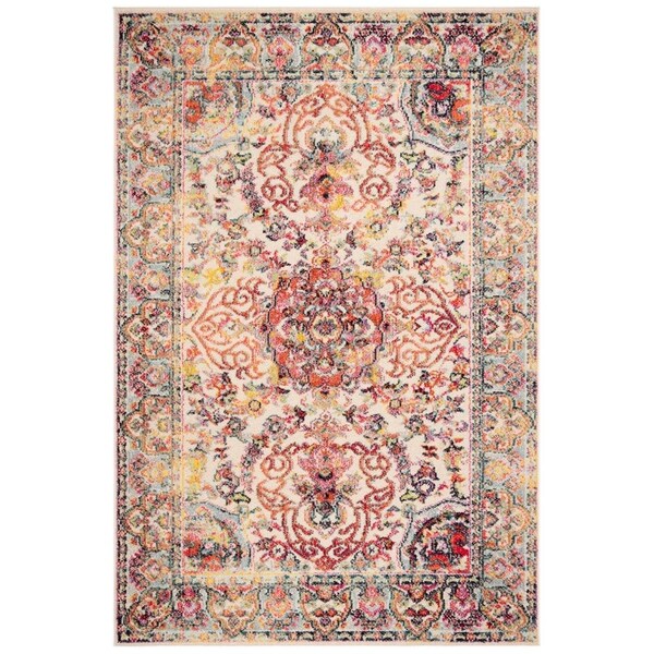 Safavieh 5 ft. 3 in. x 7 ft. 6 in. Madison 200 Rectangle Power Loomed RugIvory & Red - MAD256A-5