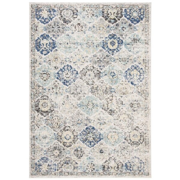 Safavieh 5 x 5 ft. Madison Square Power-Loomed Rug Ivory & Aqua - MAD611A-5SQ
