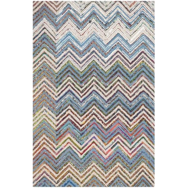 Safavieh Nantucket Hand Tufted Rectangle Rug- Beige - Blue- 4 x 6 ft. - NAN601A-4