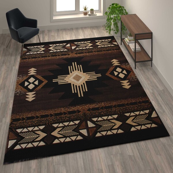 Flash Furniture 8' x 10' Chocolate Rustic Southwest Style Area Rug - ACD-RG137-810-CO-GG