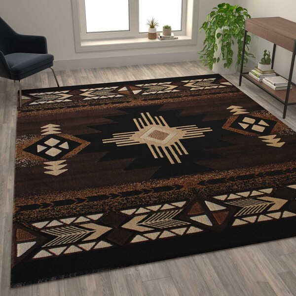Flash Furniture 8' x 10' Chocolate Rustic Southwest Style Area Rug - ACD-RG137-810-CO-GG